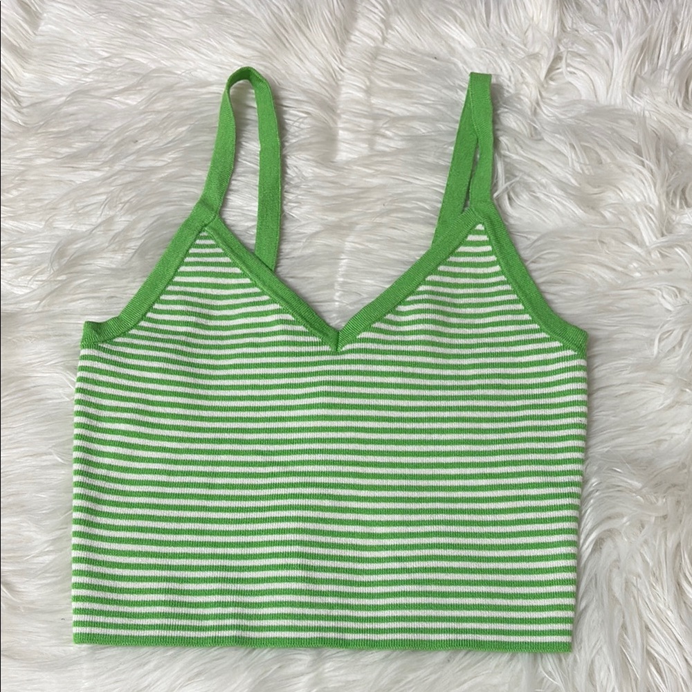 NWOT L.A. Hearts Green White Striped Astrid Sweater Tank Top Size XS